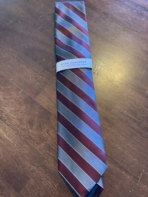 Corbata Ryan Seacrest Gris Rojo Andros Rayas Seda Clásica Para Hombre Nueva/Etiquetas A9 Foto 1 de 4