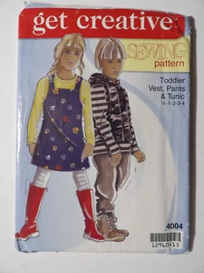Get Creative 4004 Toddler Vest Pants & Tunic Size 1/2, 1, 2, 3. 4 Sewing Pattern - Picture 1 of 3