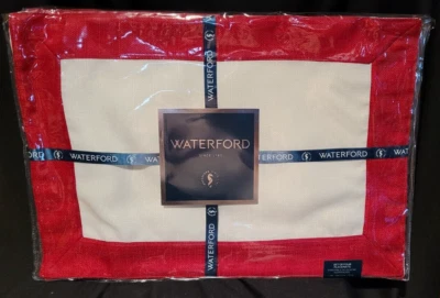 Waterford Set of 4 Placemats, Clarissa, Red & Ivory, Holidays 13x19 SHIPS FREE - Image 1 of 3