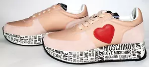 Love Moschino Women's Heart Leather Pink Platform Shoes, Size EUR 38 - Picture 1 of 7
