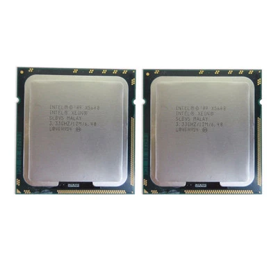 2x Intel XEON X5680 3.33 GHz 12MB SLBV5 6 Core 6.40GT/s LGA1366 Matched Pair CPU - Image 1 of 3