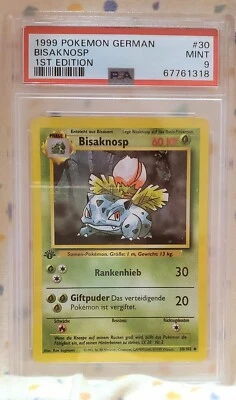 1999 Pokemon German Bisaknosp Ivysaur 1st Edition #30 PSA 9 MINT - Image 1 of 2