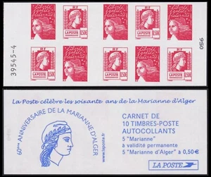 FRANCE Carnet 1512** Les 60 Ans de la Marianne d'Alger avec numéro de nappe 4 TB - Picture 1 of 1