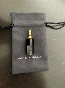 David Yurman Onyx Barrel Pendant 18k Diamond EUC - Picture 1 of 7
