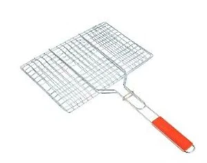 Hamburger Broiler 6 burger Rectangle Chromed Metal Long Handle Campfire Griller - Bild 1 von 2
