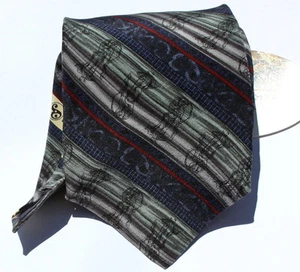 Parker Sage NUOVA cravatta collo uomo blu a righe geometriche seta $55 T321 - Foto 1 di 1