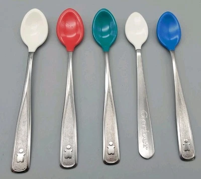 Cucharas para bebé de acero inoxidable 80 the First Years & Gerber punta de goma suave de colección Foto 1 de 4