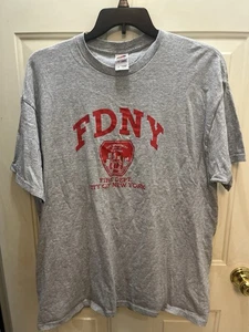 Size 2 XL Mens FDNY Net York Fire Department Grey Short Sleeve T-Shirt Logo 2XL - Picture 1 of 5