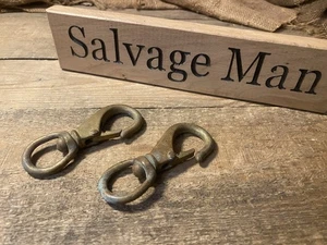 Vintage Salvaged Reclaimed solid brass swivel Snap Hooks Antique - Picture 1 of 8