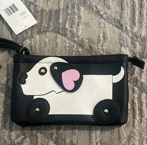 Luv Betsey Johnson Welpe Hund Geldbörse 9" Kalbsleder Handtasche 3D gefüttert Zubehörtasche - Bild 1 von 3