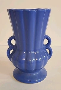 McCoy Pottery Cobalt Blue Double Loop Handle Flower Vase - Picture 1 of 13
