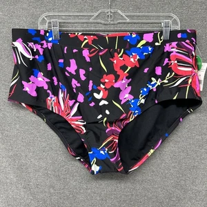 DIP Swimsuit Bottoms Women's Size 2X Black Floral Pattern Curvy NEW - Picture 1 of 6