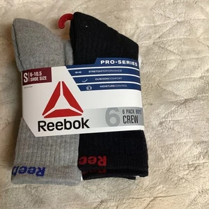 Reebok Pro-Series 6 Pack Crew Socks Boys S (6-10.5 Shoe Size) - Picture 1 of 2