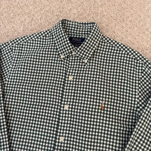 Polo Ralph Lauren Herren Hemd Medium Grün Kariert Gingham Langarm Bestickt - Bild 1 von 12