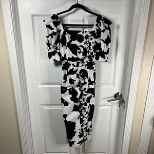 Christopher John Rogers Dress Womens 2 Floral Puff Sleeve Midi Rogers Dress - Picture 1 of 13