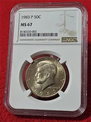 1983-P UNCIRCULATED KENNEDY HALF DOLLAR  NGC MS 67                   #T6167 - Image 1 of 2