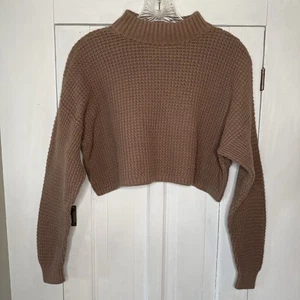 Hollister Damen kleiner Pullover Langarm Stehkragen Strickpullover braun - Bild 1 von 5