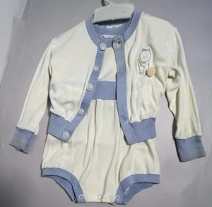 Completo 2 pezzi vintage bambino Scout-Tex anni 50 scoiattolo blu bianco - Foto 1 di 10