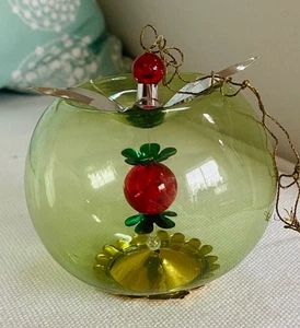 Diorama vintage RESL LENZ Germania mela rosso verde vetro filante decorazione natalizia - Foto 1 di 5