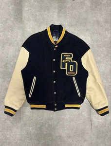 First Down Stadium Jacket L Purple Cream Nylon Cotton Used - Picture 1 of 5