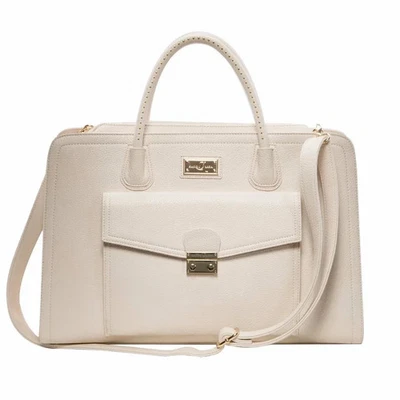 BOLSO DE HOMBRO NUEVO CON ETIQUETAS SANDY LISA CREMA IMITACIÓN CUERO XL PORTAFOLIO OFICINA PORTÁTIL Foto 1 de 4