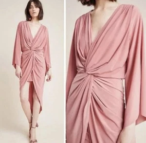 Misa Los Angeles Teget Twisted Maxikleid Blush Pink Langarm Gr.XS Neu mit Etikett - Bild 1 von 12