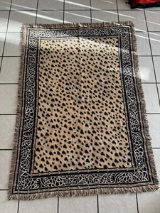 Vintage Gepard gewebt Fransen Wandteppich Überwurf Decke Goodwin Weaver - Bild 1 von 5