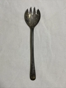 Forchetta insalata vintage 9" marcata "Italia placcata argento" con patina originale - Foto 1 di 8