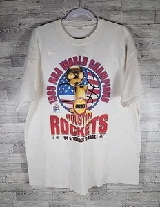 Houston Rockets Vintage Starter Back To Back 1995 NBA Champs Tee Shirt NBA L - Picture 1 of 16