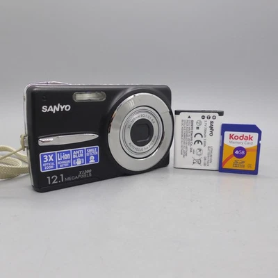 Sanyo VPC-X1200EX 12.1MP Compact Digital Camera Black Tested - Image 1 of 4