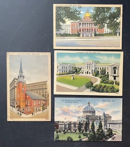LOTE DE 4 POSTALES VINTAGE DE LINO DE BOSTON MASSACHUSETTS - Imagen 1 de 5