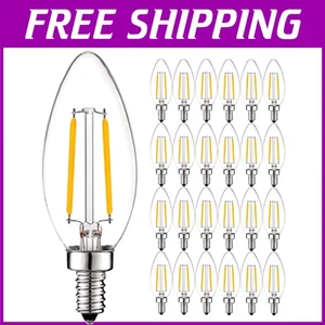 Clear Filament LED Candelabra Bulbs - Dimmable, E12 Base, 400 Lumens, 24-Pack - Picture 1 of 8