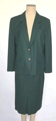 VTG -Pendleton Women Forest Green 2 Pc Virgin Wool Blazer Skirt Suit Set 14P-EXC - Image 1 of 4
