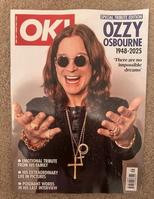 Ok! Magazine 4th August 2025 4/8/25 Ozzy Osbourne Special Tribute Edition - Image 1 of 2