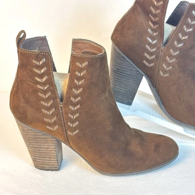 Carlos Santana Marrón Botines Haley Tacones Altos Imitación Gamuza 9.5M Mujer Foto 1 de 4