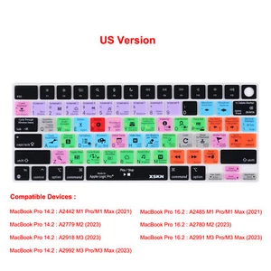 XSKN Logic Pro Shortcuts Keyboard Cover for Macbook Pro Air 13 14 15 16 M1 - M4 - Picture 1 of 86
