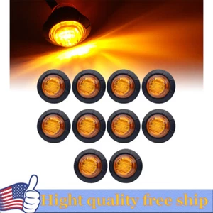 Luz marcadora lateral LED amarilla redonda de 3/4" para remolque 10 piezas punto P2PC - Imagen 1 de 13
