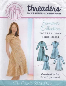 Einfädler Schnittmuster The Charlie Hemdkleid Knopfleiste Größe 16 - 24 Neu - Bild 1 von 14