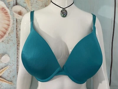AMBRIELLE CONTOUR UNDERWIRE PLUNGE TSHIRT BRA SZ 40DD #193995 BLUE TEAL - Image 1 of 4