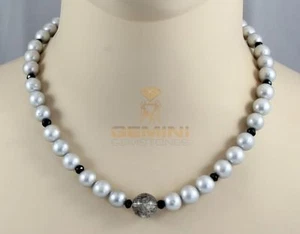 Bead Chain - Light Grey Freshwater Beads with Tourmalin Quartz & Spinel 47cm - Picture 1 of 1
