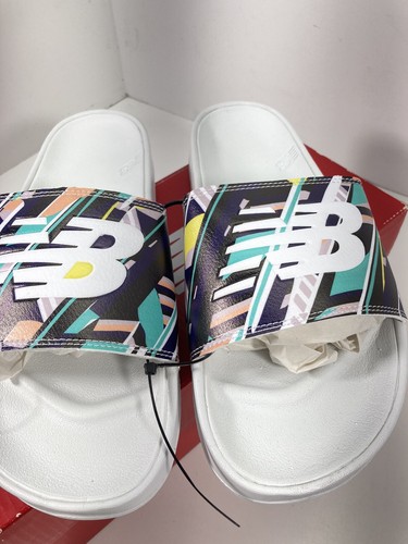 Sandali slide New Balance donna taglia 11 SWF200GP bianchi floreali nuovi con scatola nuovi con scatola