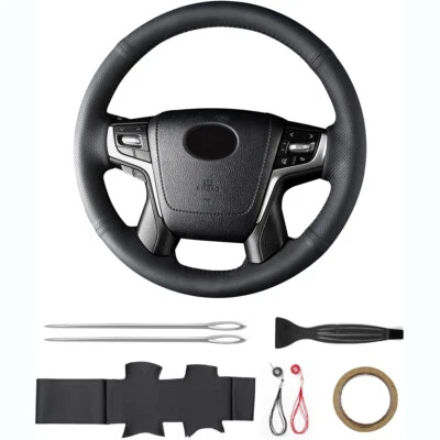 For Toyota Land Cruiser 2016-18 Steering Wheel Cover Hand-Stitching Leather Wrap - Image 1 of 4