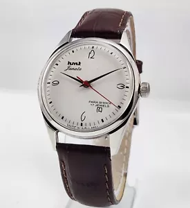 HMT Janata Para Shock White Dial 17 Jewels Mechanical Hand Winding Wrist Watch - Picture 1 of 8