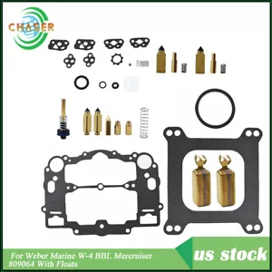 For Weber Marine W-4 BBL Mercruiser 809064 Carburetor With Floats 8M0120193 Kit - Foto 1 di 10
