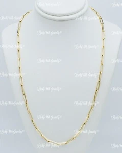 Collar Paperclip Hueco Oro Amarillo 14K 17,5 pulgadas 3,20 gramos Bloqueo Langosta - Imagen 1 de 7