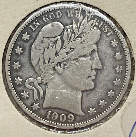 1909 Barber Half Dollar - VF Details Cleaned/Damaged Cover