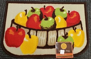 PRINTED NYLON KITCHEN RUG (nonskid)(16"x24") COLORFUL APPLES IN THE BASKET, KE - Picture 1 of 12