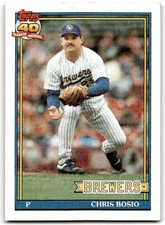 1991 Topps Baseball Card Chris Bosio Milwaukee Brewers #217