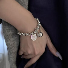 Good Luck Chain Cuff Bracelet  Silver Women Heart Bangle Jewelry Adjustable Gift
