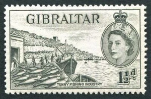 GIBRALTAR 1953-9 1 1/2d black SG147 mint MH FG Fish Canneries b ##W16 - Picture 1 of 1